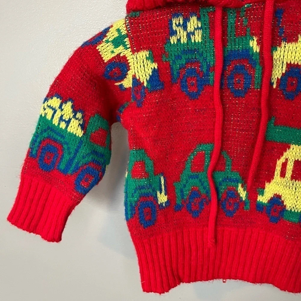Oshkosh B’gosh x Vintage Made in USA Cars Trucks Knit Hooded Sweater